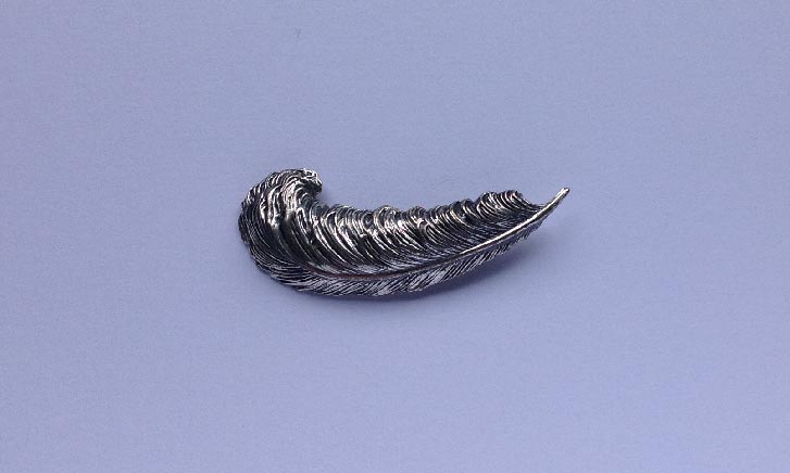 vintage .925 sterling silver feather brooch